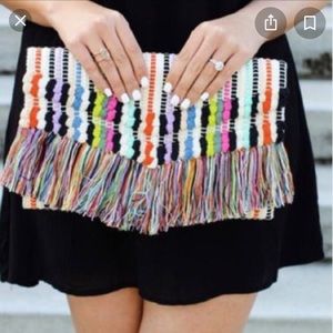 Stella and Dot Boho Fringe clutch